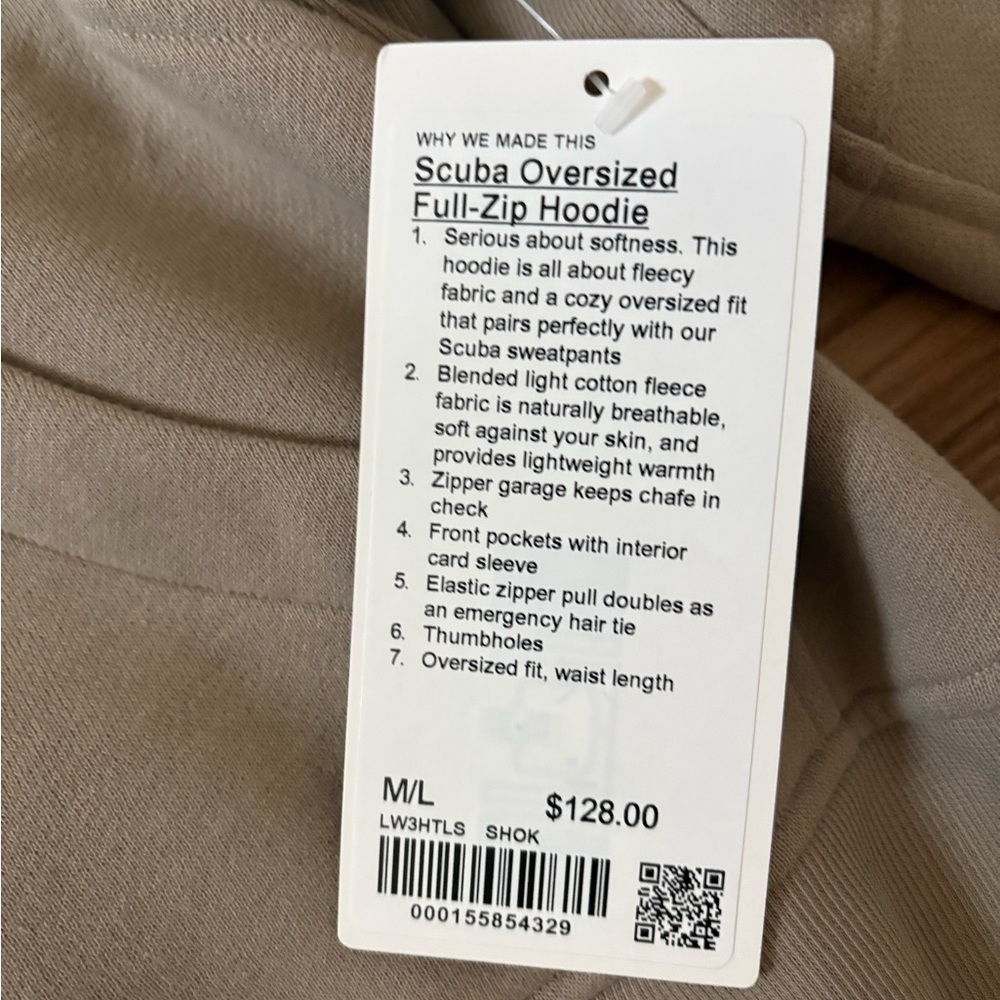 lululemon full zip oversized scuba nwt